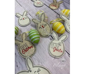 Stickdatei ITH - Anhänger Hasen Eier Ostern